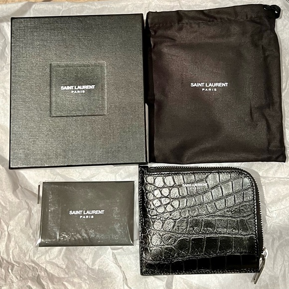 Item has been soldSaint Laurent YSL Leather Crocodile Embossed Card Case Wallet - Picture 2 of 7